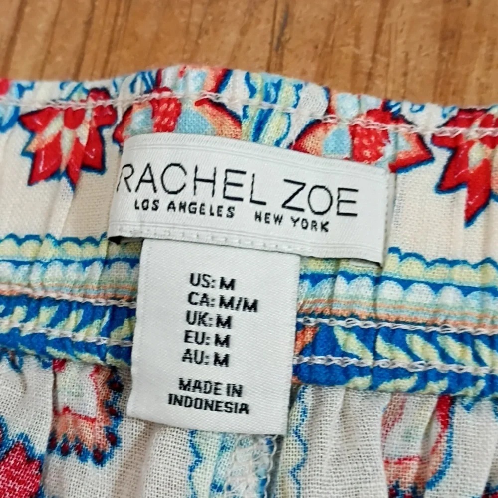 Rachel Zoe Seaside Ready Linen Blend Elastic Waist Wide Leg Pants Size M NWT